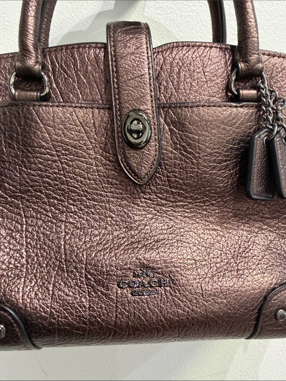 Coach Mercer Satchel 24 in a metallic copper or bronze leather. - Picture 2 of 9